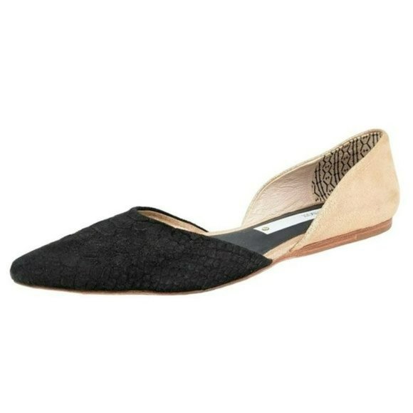 Matt Bernson dOrsay Flats 9.5 M Black Rose Gold Two Toned Snake Embossed Leather - Picture 14 of 14